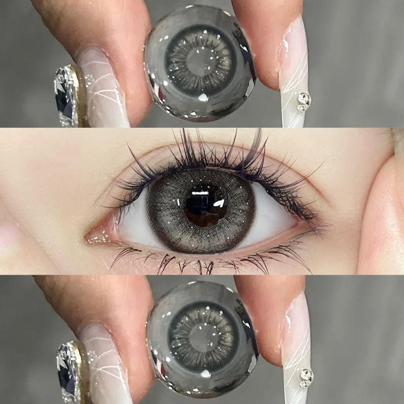 Mill Creek 2 Stück braune Kontaktlinsen, bunt, 14,5 mm, graue Linse, weich, bequem, für den jährlichen Gebrauch, 14,2 mm Hydrogel WT:40 % graue Kosmetik-Kontaktlinse -8.00 orange