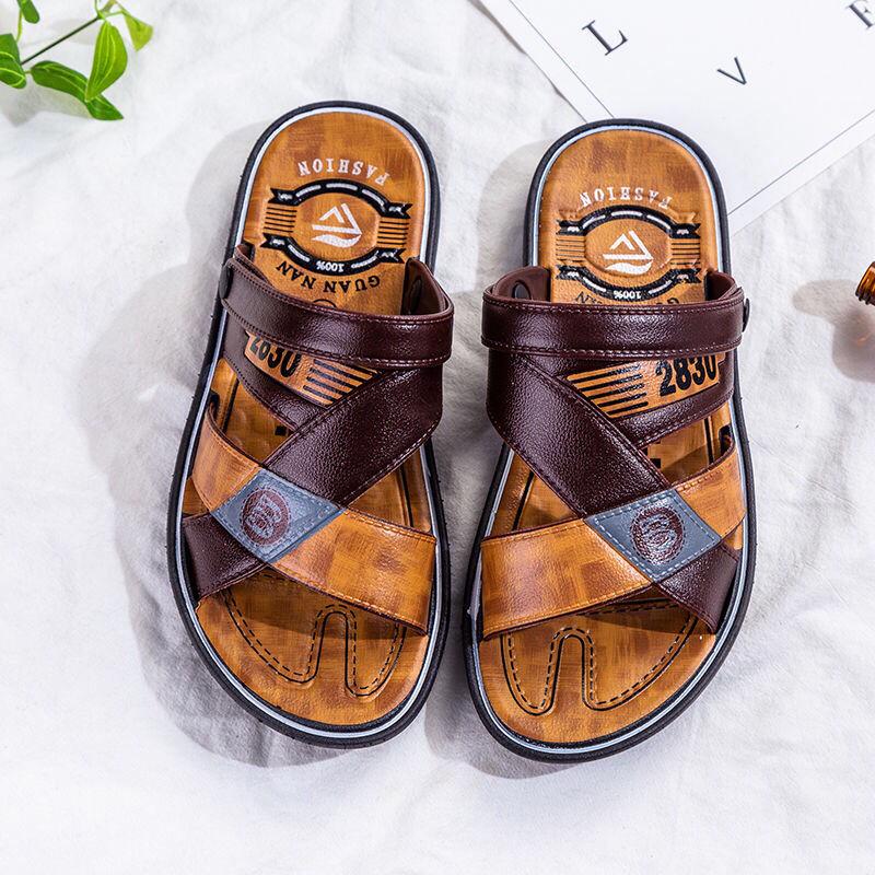 Sommer wasserdichte rutschfeste Sandalen für Herren mit weicher Unterseite, verschleißfeste Sandalen, atmungsaktive Sandalen mit doppeltem Verwendungszweck, Drag Men 36 schwarz