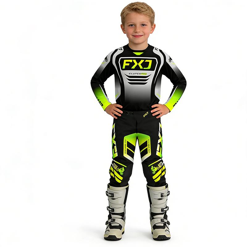 Motocross Kinder Set MX Trikot und Hose Kinder Set Dirt Bike MTB DH UTV Enduro Ausrüstung Kombi Off Road Jugend Rennanzug YS-20 (15-19KG) grün