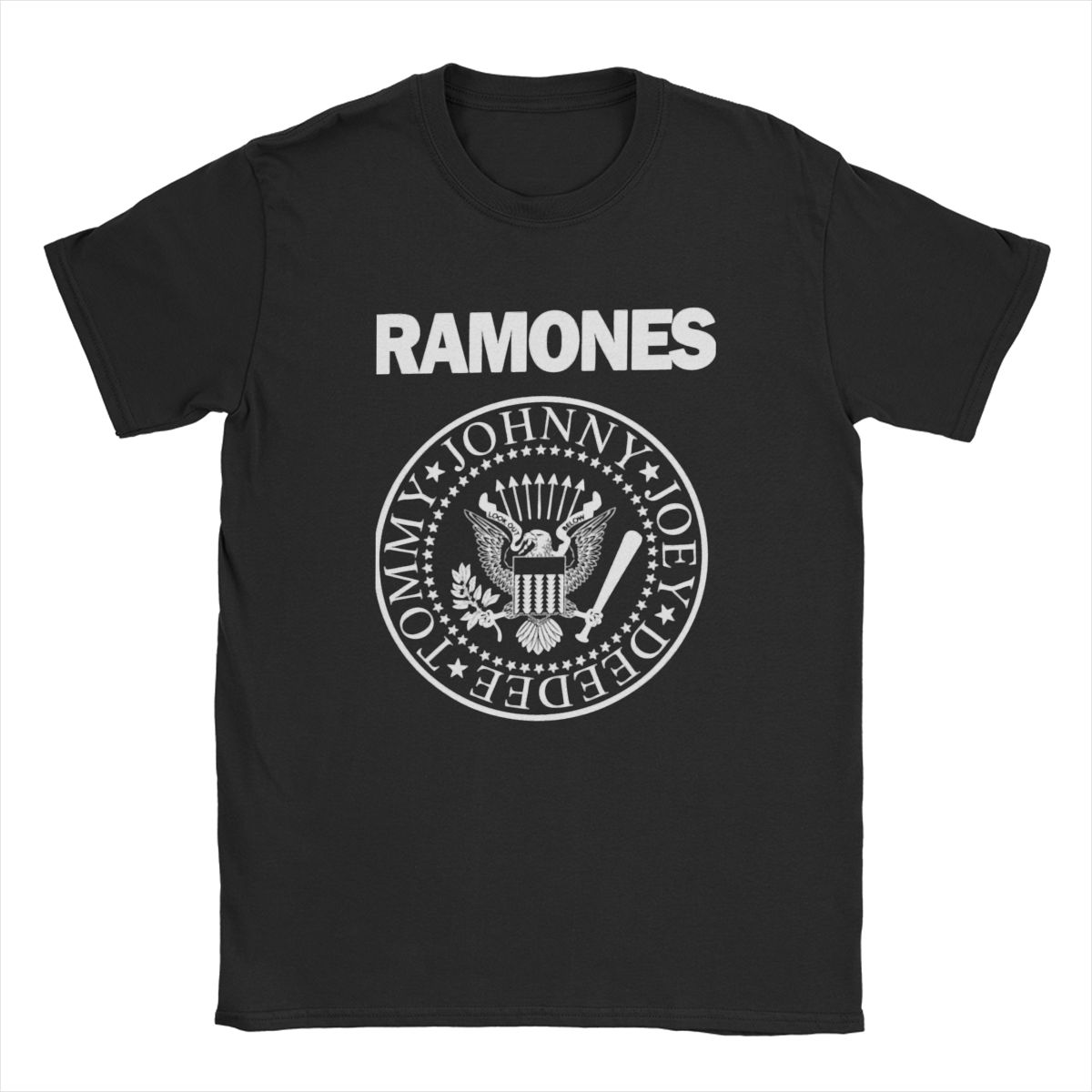 Verrückte Ramon Punk Rock T-Shirts Herren Rundhals Reine Baumwolle T-Shirts Tour Musik Y2K Heavy Metal Harajuku Kurzarm T-Shirts Tops XXXXL schwarz
