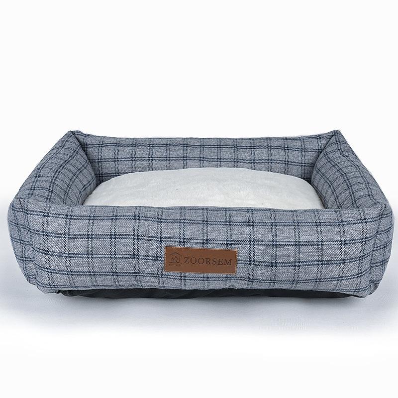 Herbst und Winter Warm Imitation Leinen Quadrat Katzenstreu Kreative Haustierstreu Hundestreu Hundehütte Haustierbedarf S
