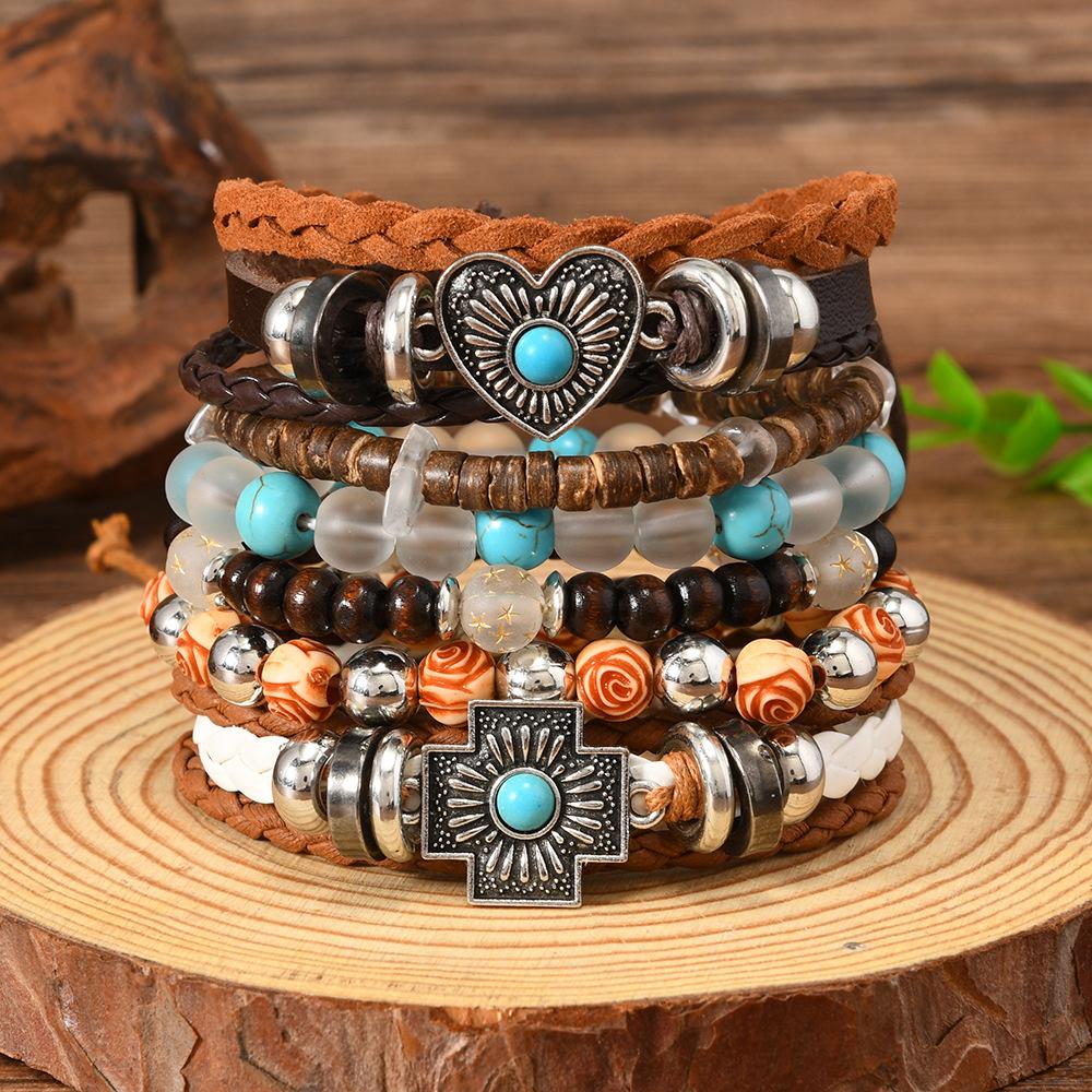 Böhmisches DIY Perlenarmband für Damen Handgefertigter Türkisstein Schmuck Mode Boho Chic Verstellbarer Fußkettchen