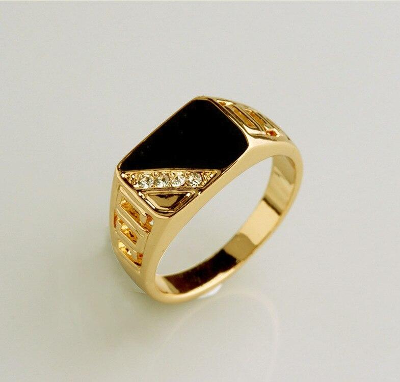 Modering für Herren, klassisch, quadratisch, schwarzer Zirkon, Modeschmuck, Geschenk 10 gold
