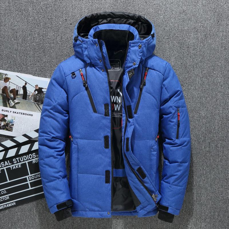 Winter Herren Weiße Entendaunenjacke Lässig Hochwertige Warme Kapuzenjacke Dicker Slim Fit Pufferjacke Mantel Männlicher Mantel Thermo XXXXXL blau