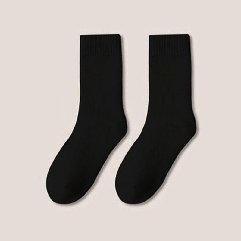 Winter Warme Socken Verdicken Baumwolle Einfarbig Frauen Weiße Socken Für Mädchen Schnee Schlaf Boden Socken Y2k One Size schwarz