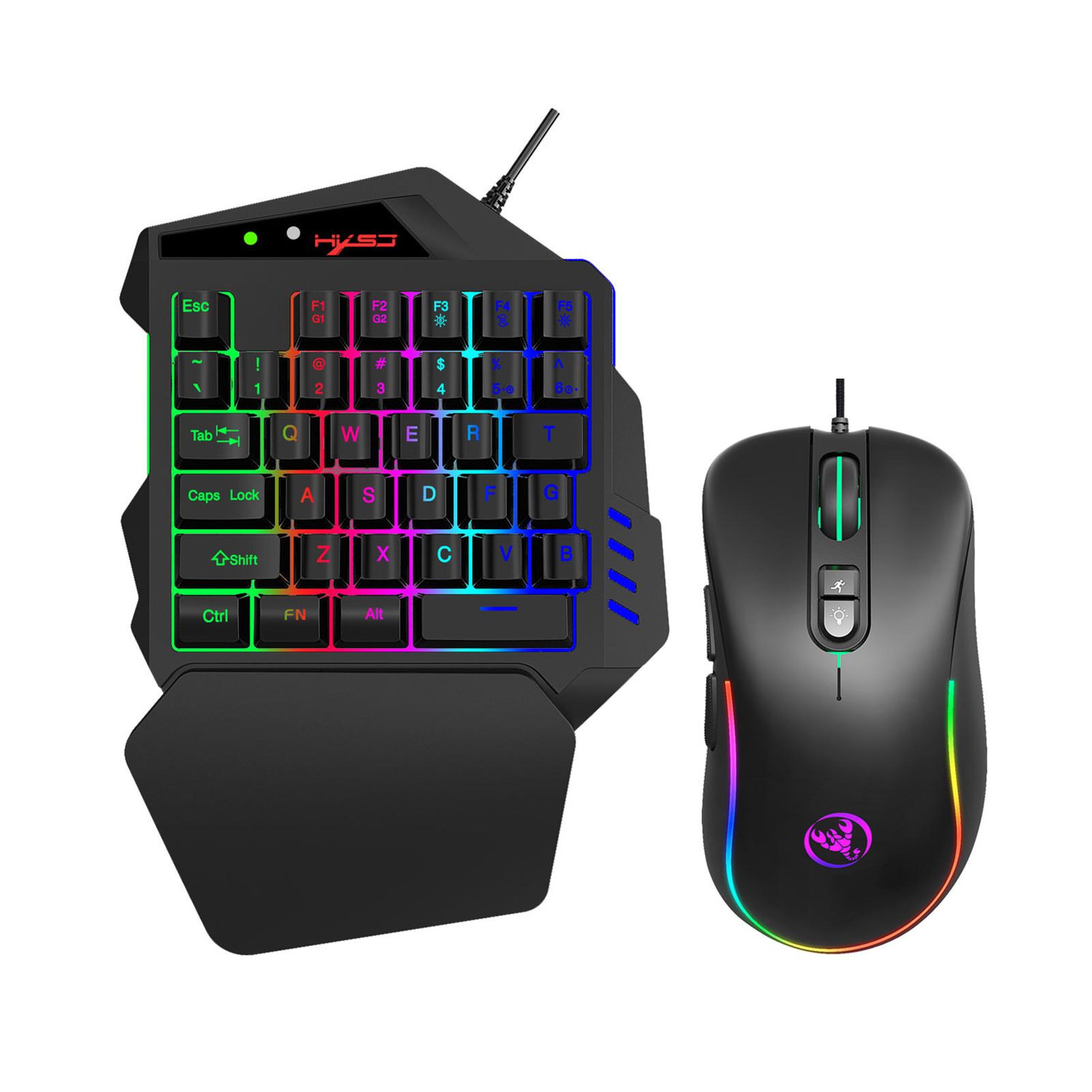 Einhändige Gaming-Tastatur und -Maus-Kombination, V500 RGB-Gaming-Tastaturen und J300 Gaming-Maus-Gaming schwarz