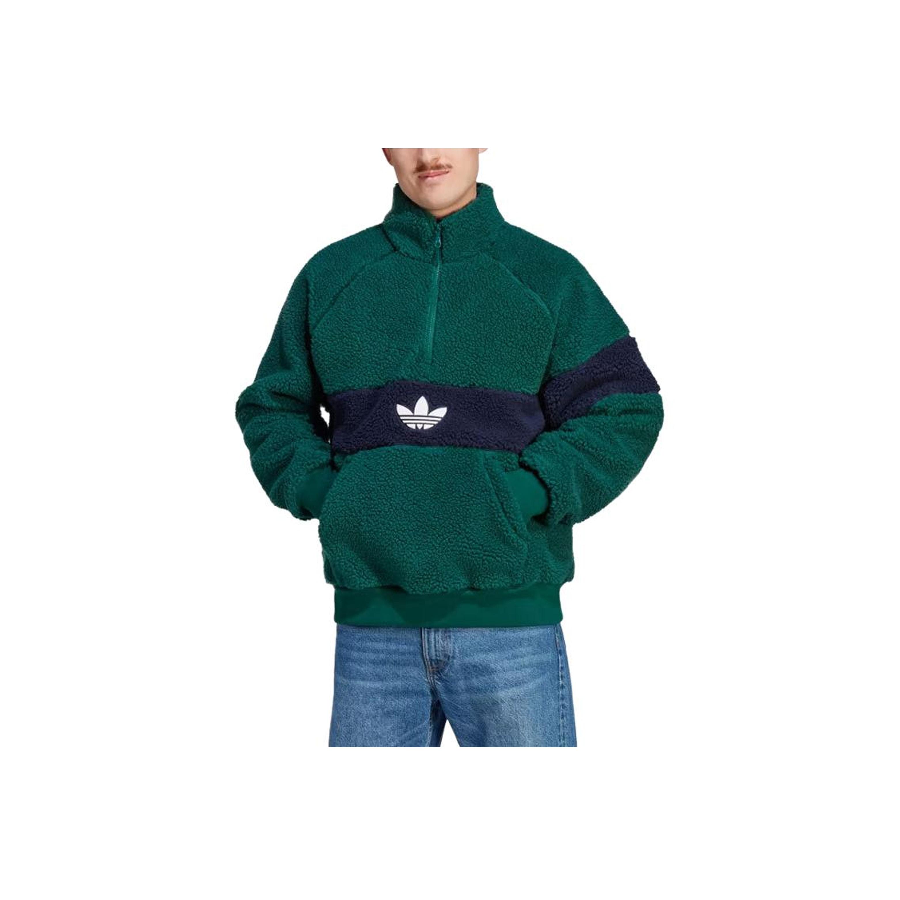 Adidas Originals Winter Fleecejacke mit Colorblock-Logoprint und Stehkragen Herrenjacke Grün IM4659 XS