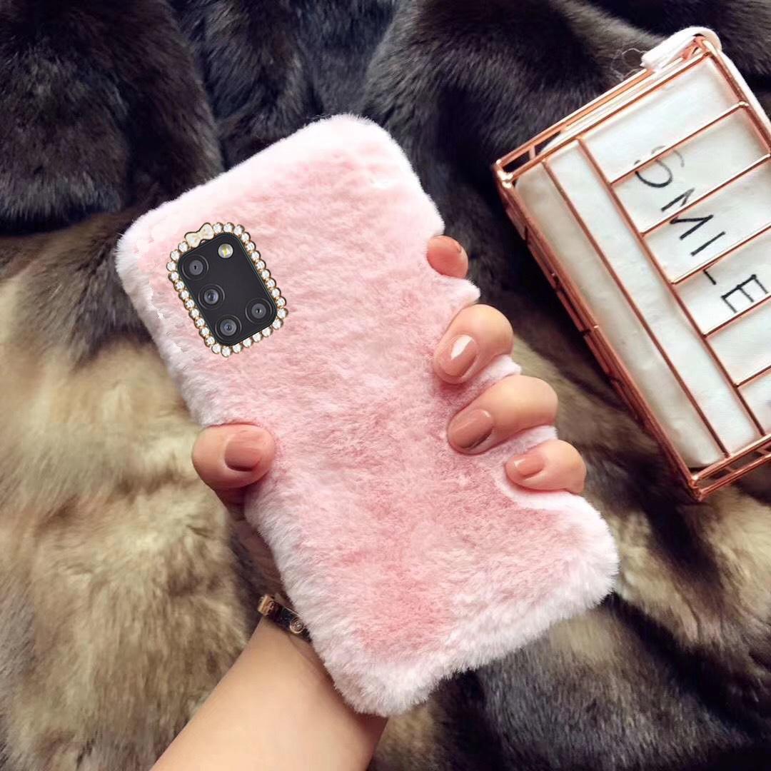 Kaninchen Pelz Fall für Samsung Galaxy S23 S22 Ultra S21 S20 S10 S9 S8 Plus A14 A54 A13 A33 A53 a12 A22 A32 A52 A21s A31 A51 A71 Haar Plüsch Telefon Fall Samsung m21 m30s rosa