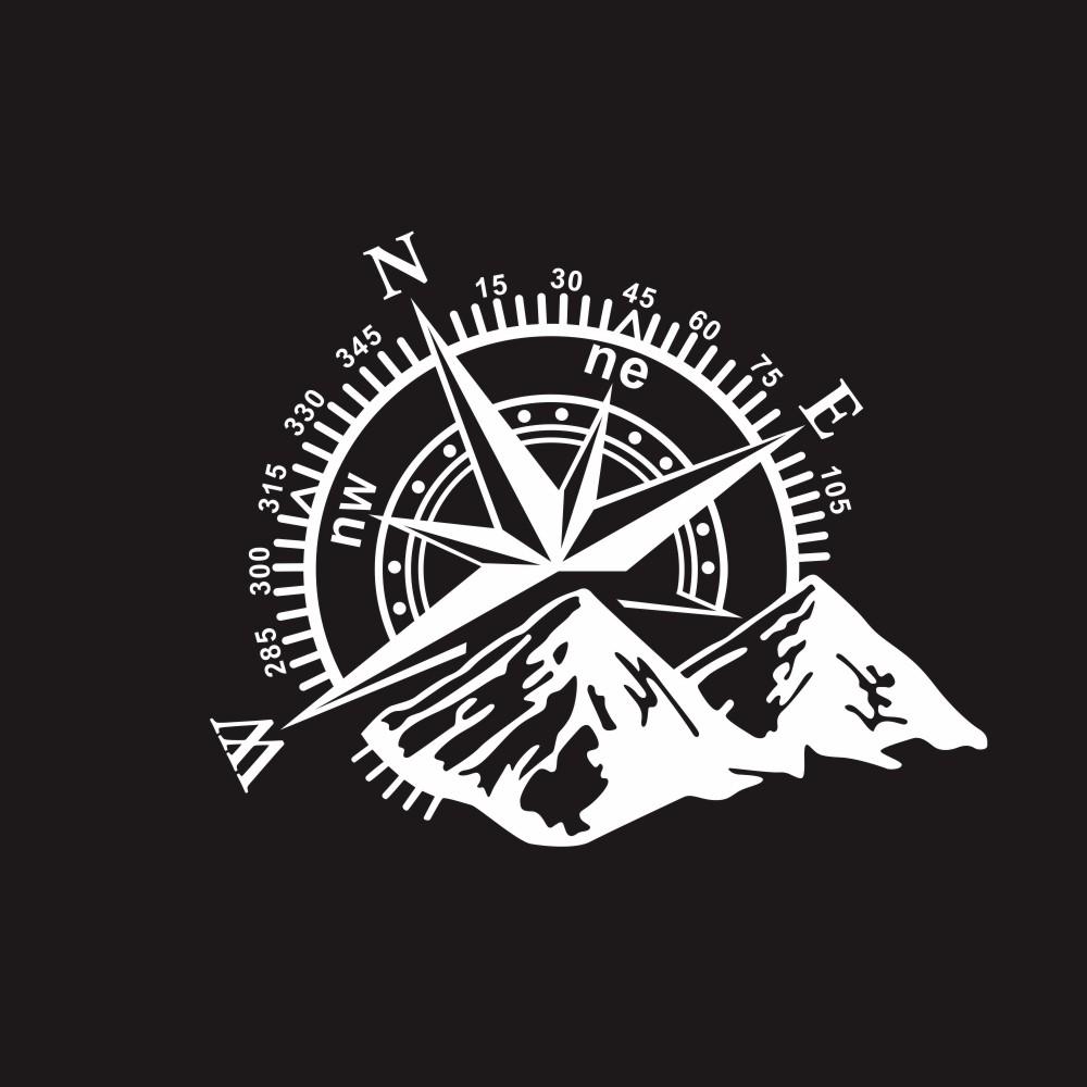 3D-Autoaufkleber, Kompassrose, Navigate Mountain, 4 x 4 Offroad, Vinyl-Aufkleber, Autoaufkleber 48*32cm weiß