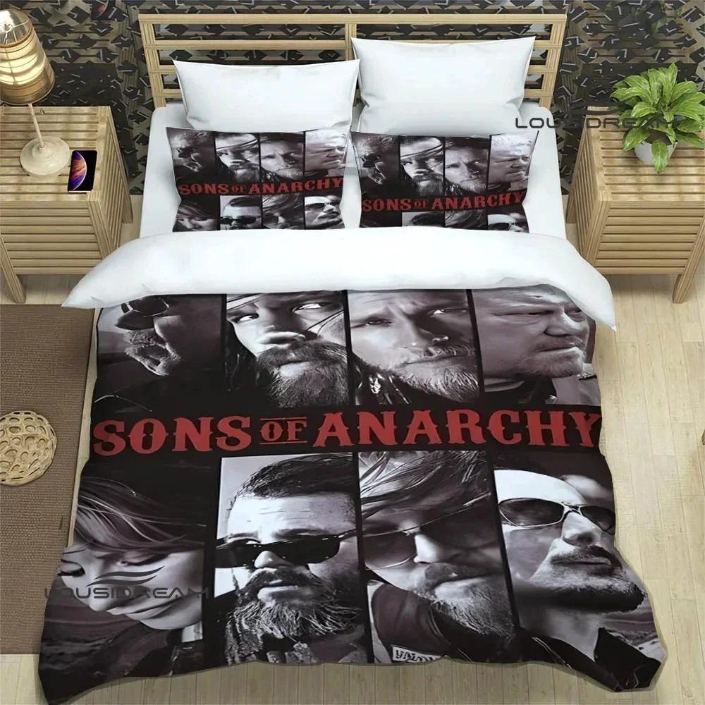 Sons Of Anarchy Retro Bettwäsche-Set Für Schlafzimmer Weiche Moderne Tagesdecken Bequeme Kinder Bettbezug Deckenbezug Und Kissenbezug EU Single(135*200cm)3pcs