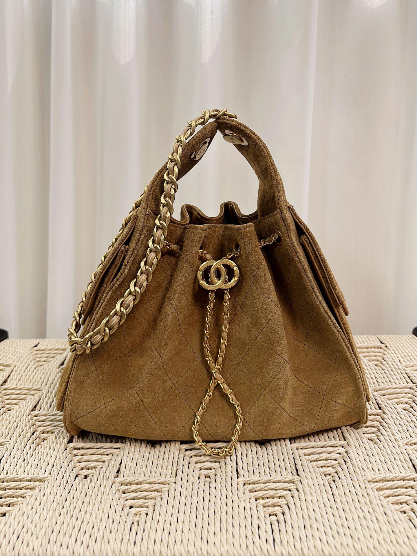 Kleine Tannenzapfen Leder Kordelzug Rindsleder Ein-Schultertasche Gewaschenes Leder Hobo Achseltasche Echtes Leder Bucket Tragetasche Damen 26x20x13cm braun