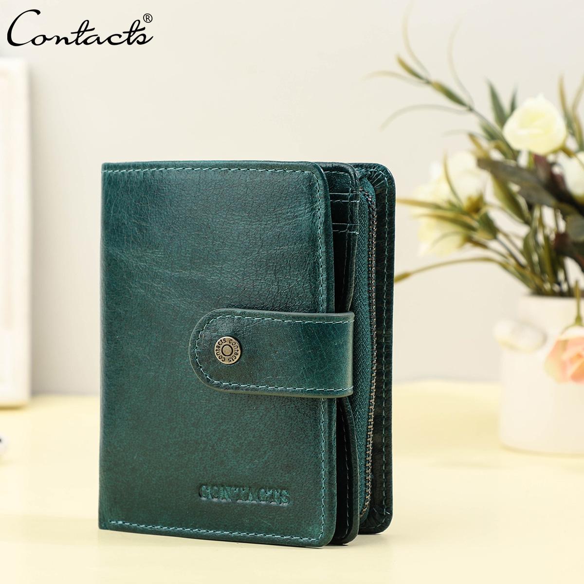 CONTACT'S Echtleder-Geldbörse für Damen, Kartenhalter, Geldklammer, Münzbörse, Damentaschen, Handtaschen blau