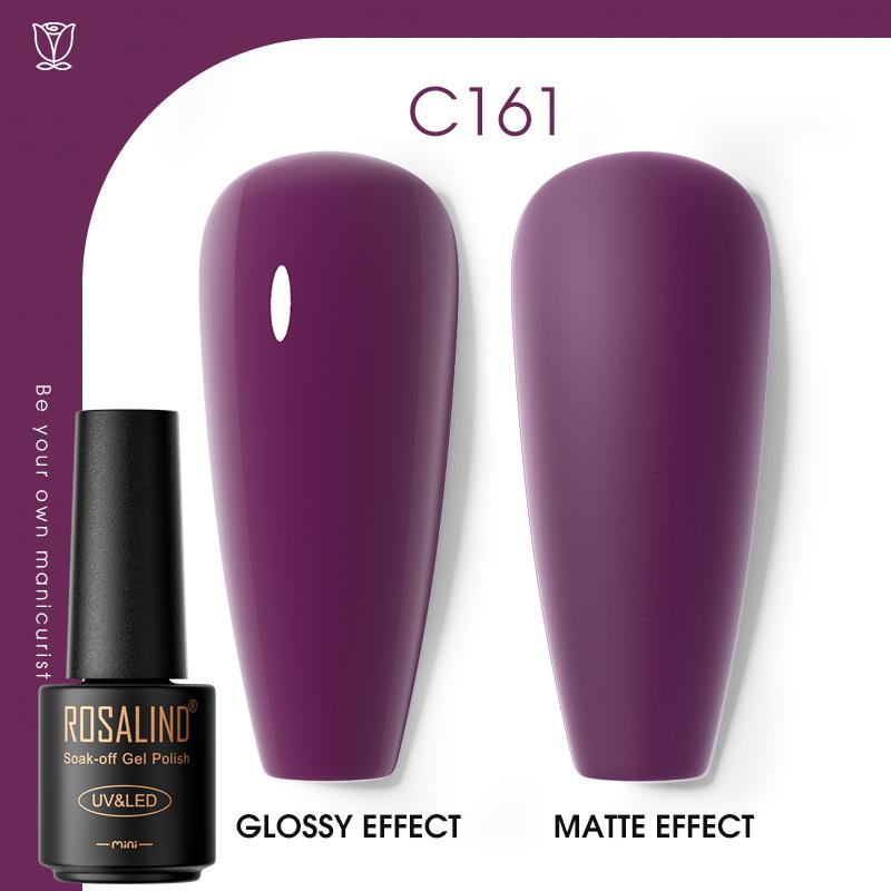 ROSALIND Gel-Nagellack, Sommerkollektion, Farben, semipermanenter Soak-Off-UV-Gel-Nagel-Basislack, matter Überlack, Nail Art Gel Polish RA-C161