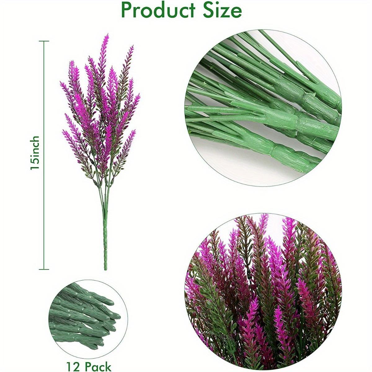 12 Bündel künstliche Lavendelsträuße, künstliche Blumen für den Außenbereich, UV-beständig, künstliche Blumen, kein Verblassen, Kunstpflanzen aus Kunststoff, Dekoration für Garten, Veranda, Fensterkasten 12 Bundles heißes rosa