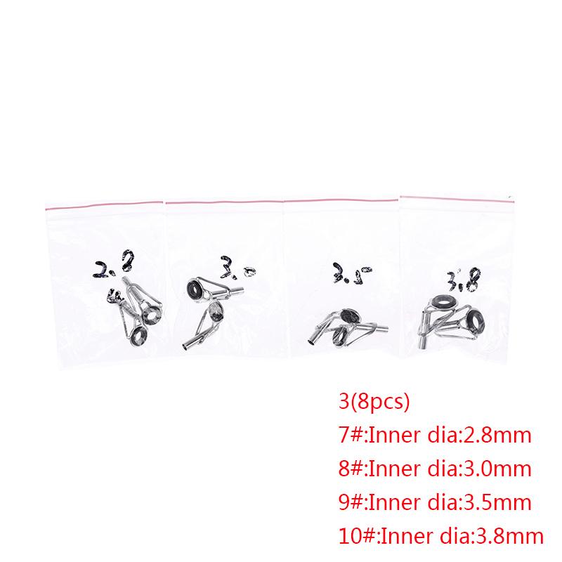 8 Stück Edelstahl Angelruten-Spitzen-Ring-Augenführer mit Ring-Reparatur-Set 3(7,8,9,10)