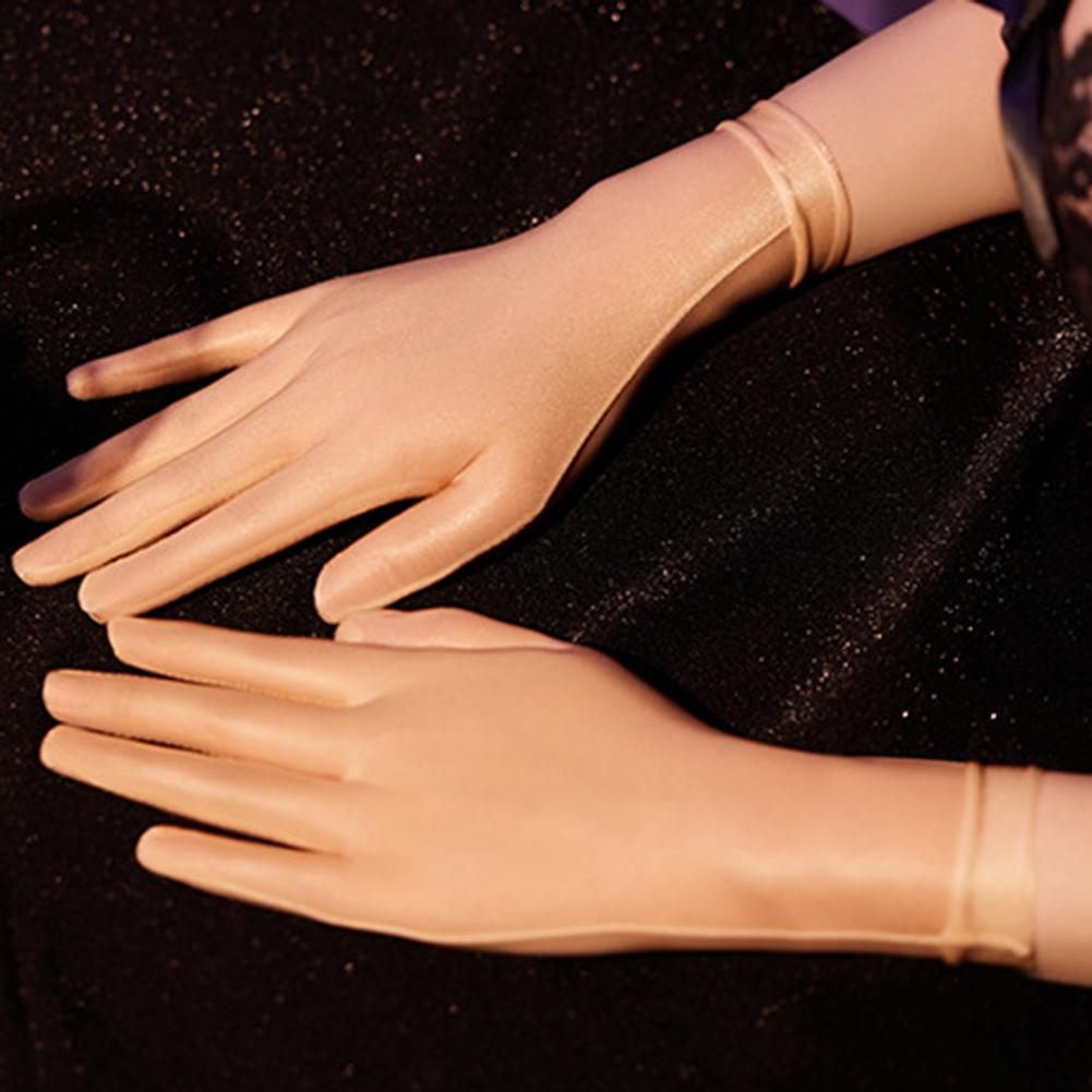 Öl Glänzende Strumpfhandschuhe Damen Sexy Hochelastisch Transparent Ultradünn Porno Clubwear Herren Kurze Handgelenkhandschuhe