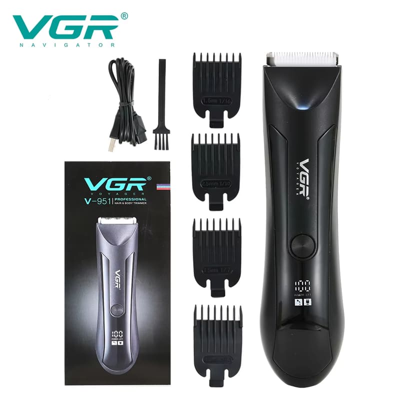 VGR Körperhaartrimmer Intimbereich Wiederaufladbar Kugelrasierer/Trimmer Männer Elektrischer Schambehaar-Haarschneider Für Männer Groomer Elektrischer Haarschneider V-951 schwarz