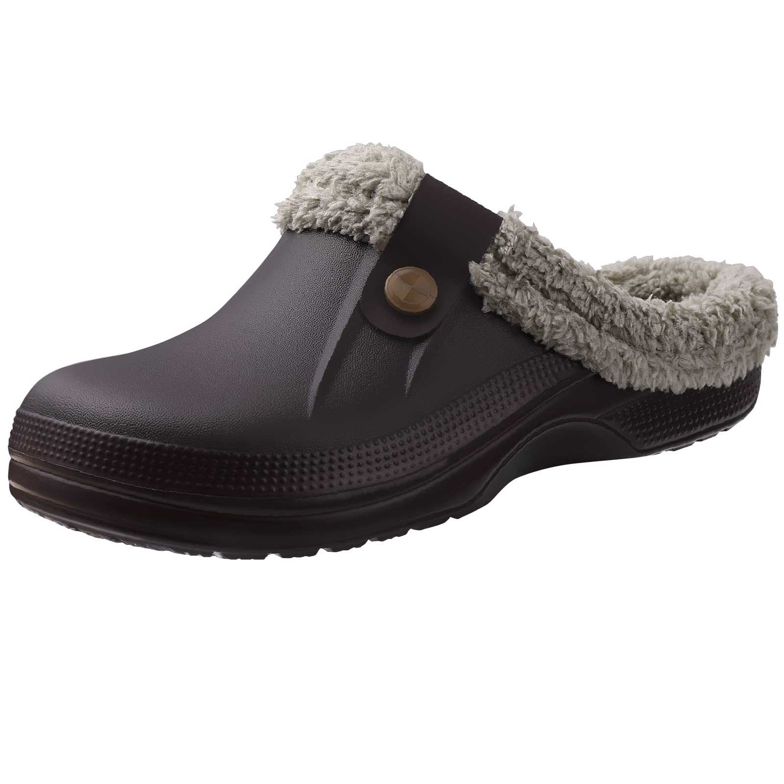 Comwarm Herren Clogs Hausschuhe Winter Warme Gartenschuhe Rutschfeste Wasserdichte Hausschuhe Männliche Weiche Fuzzy Slides Pelz Clogs Plüsch Slipper 39-40(9.4-9.6 inch)