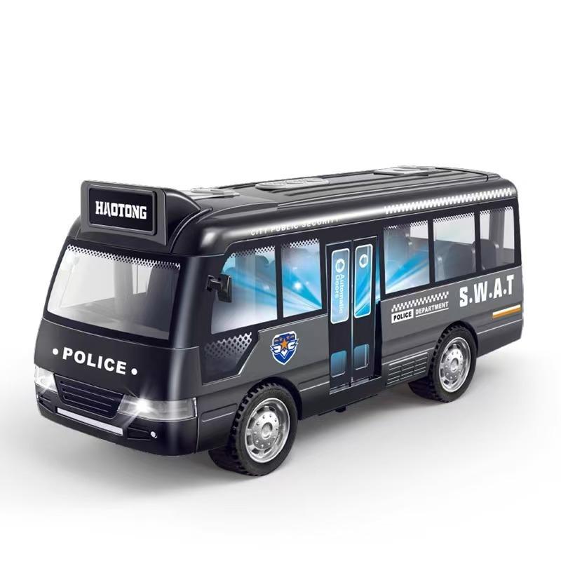 Schulbus-Spielzeugautos, kleine Autos aus Druckguss-Kunststoff, Stadtbus mit Ton und Licht, reibungsbetriebene Autos, Spielspielzeug, Geschenk für Kinder 1pcs schwarz