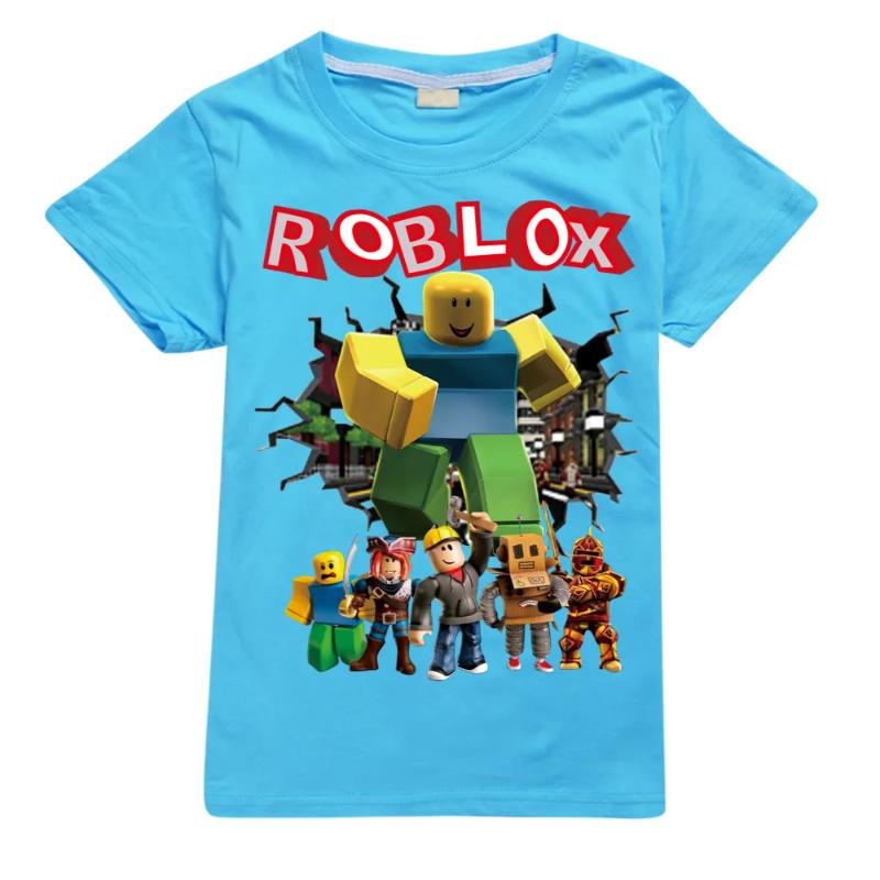 Roblox Spiel Cartoon Kinder T-Shirt Kurzarm 2D Gedruckt Lässig Anime Sport Oberteil Perfektes Geburtstagsgeschenk für Kinder 120cm