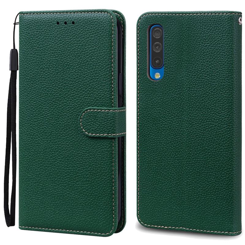 A50 Hülle Für Samsung Galaxy A50 Hülle Leder Klapp Brieftasche Hülle Für Samsung A50 Hülle A 50 A505 A505F Weiche Silikon Hülle Fundas For Samsung A50 dunkelgrüne