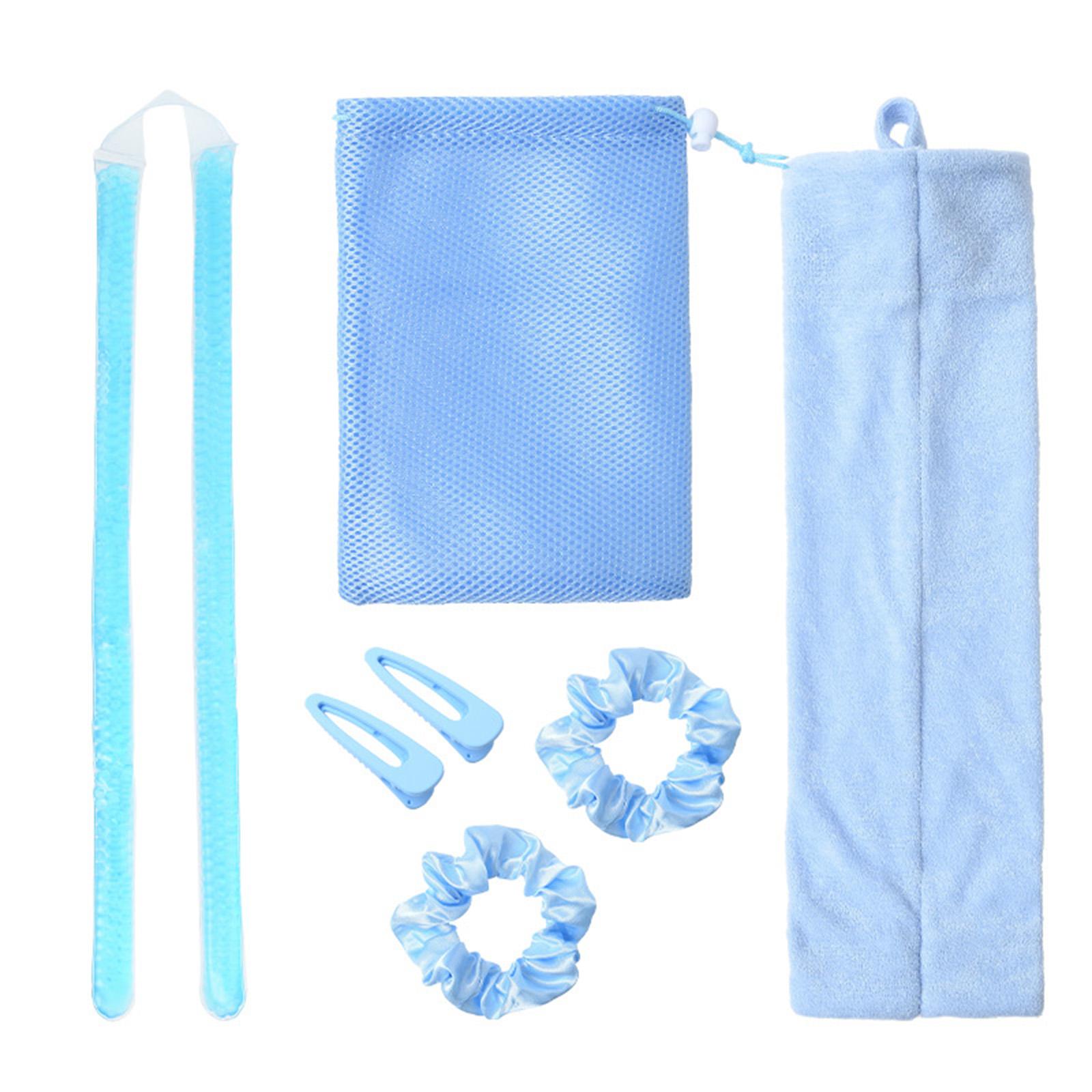 Hitzeloses Haar-Locken-Set, keine Hitze-Gel-Perlen, Lockenstab, schlafende Lockenwickler, DIY-Haar blau