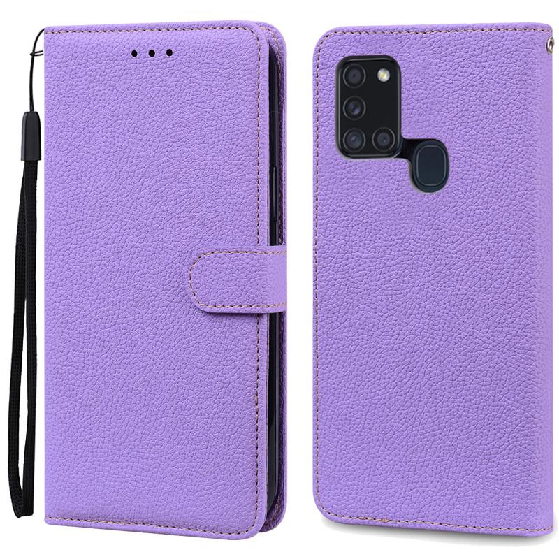 A21S Hülle Für Samsung Galaxy A21S Hülle Brieftasche Leder Flip Hülle Für Samsung A21S Hülle A 21s A217F Weiche Silikonhülle Fundas For Samsung A21S licht lila