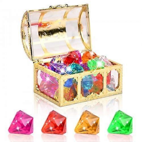 30 Stück Große Größe Kinder Diamant Spielzeug Acryl Edelstein Set Acryl Diamant Edelsteine Spielzeug mit Schatzkiste Mehrfarbig