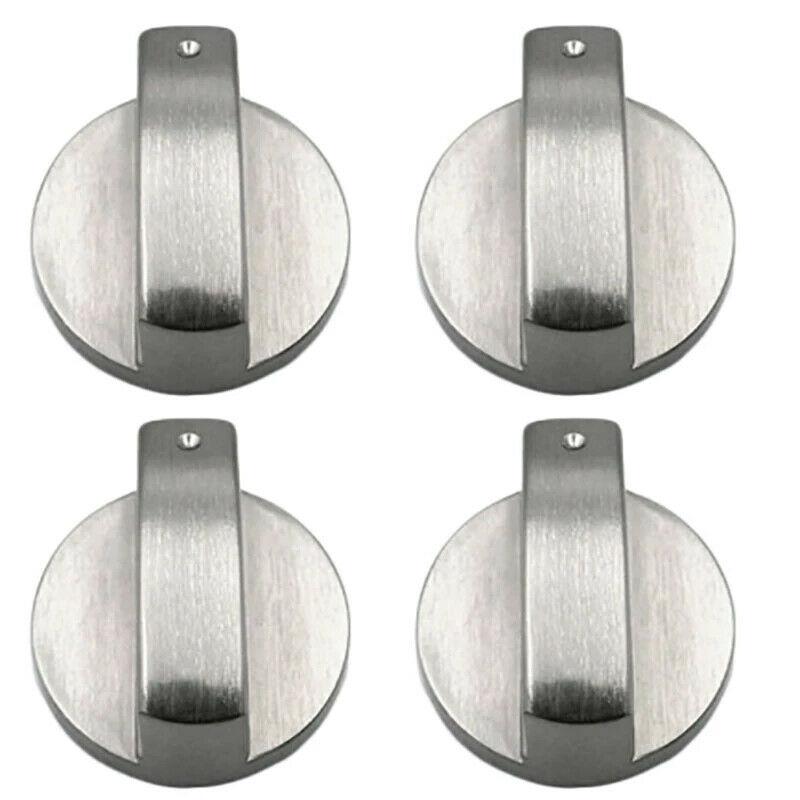 4 Pcs Universal Gasherd Knöpfe Herd Backofen Kochfeld Control Knöpfe Schalter 6mm Silber 4pcs