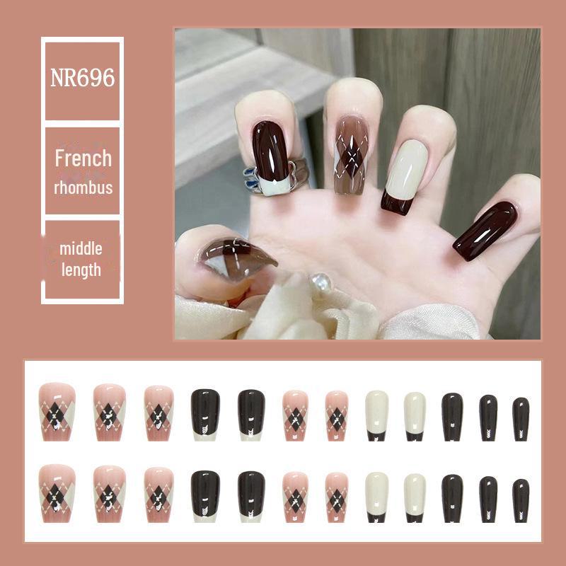 Mittellange und lange rechteckige, tragbare French-Cartoon-Nagelkunst-Patches in T-Form – Einheitsgröße