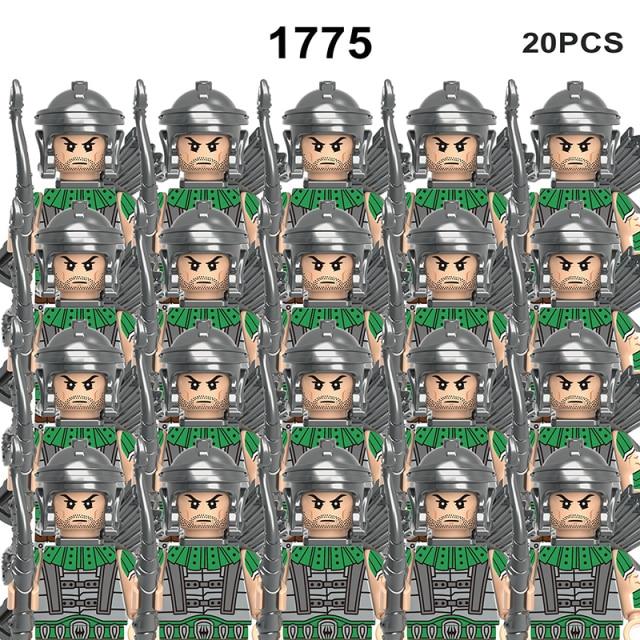 Mittelalterliche Militär-Sets, Figuren, Bausteine, Helme, Soldatenteile, Ritterwaffen, römisches Schwert, Zubehör, Spielzeug für Kinder