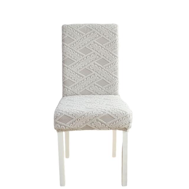 Stuhlhussen für Esszimmerstühle, Stretch-Jacquard, dicker Plüsch, 5 Stile, Fadenmuster, Stuhlüberzüge, Super-Fit-Stuhlschutz 1 PIECE white