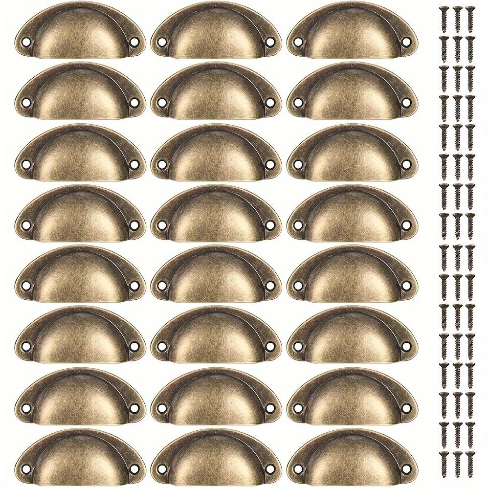 Schubladenknöpfe aus antikem Messing, Schrankgriffe aus antikem Messing, Vintage-Schalenknöpfe für Küchenschränke, Kleiderschränke, mit Schrauben, 24 Stück 24pcs