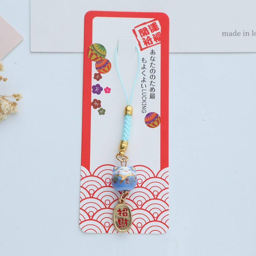 Taschenanhänger Maneki Neko Anhänger Autoschlüsselanhänger Handy-Schlaufe Ornamente Mode Glückskatzen-Schlüsselanhänger Geschenke blau