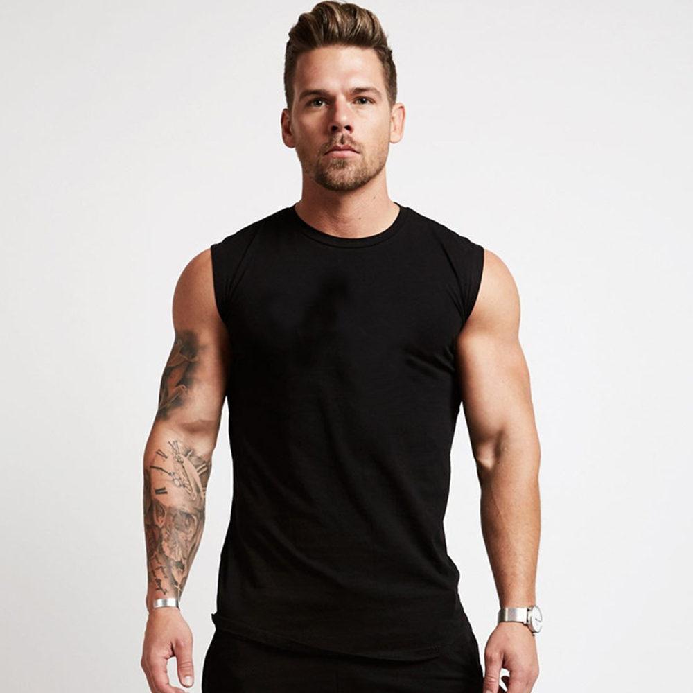 Baumwolle Bodybuilding Tank Tops Männer Sommer Casual Ärmelloses Shirt Männliche Fitness-Studio Fitness Singlet Stringer Kleidung XXXL schwarz