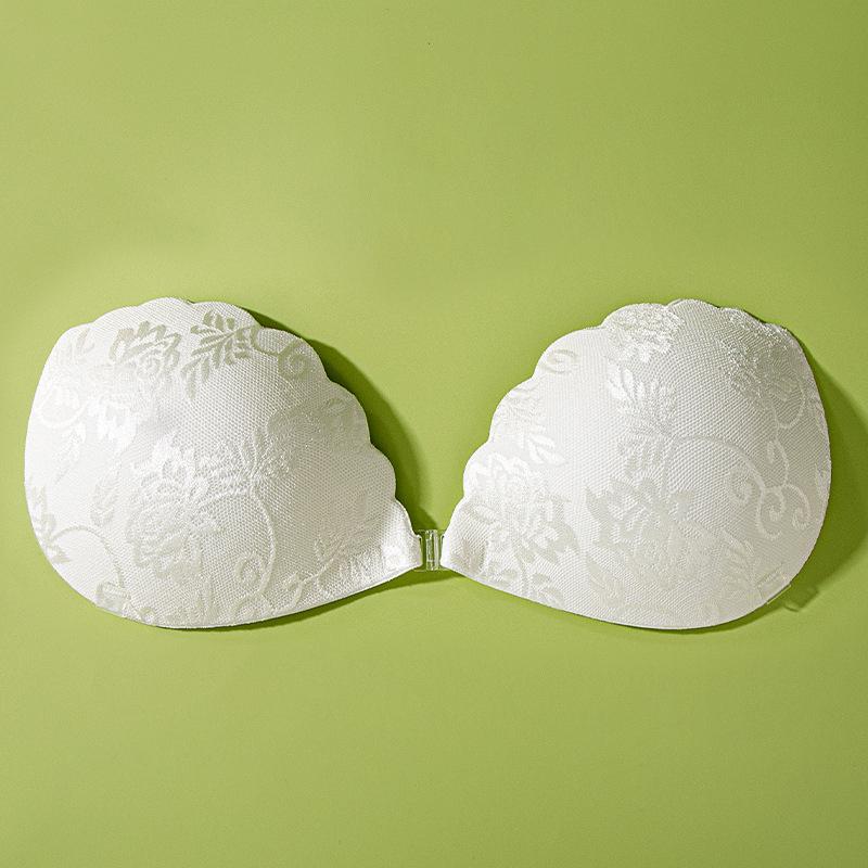 Sexy unsichtbare selbstklebende BHs, trägerloser, rückenfreier BH für Frauen, Push-Up-Büstenhalter mit Frontverschluss, nahtlos, Hochzeit, klebrige BHs B Cup weiß