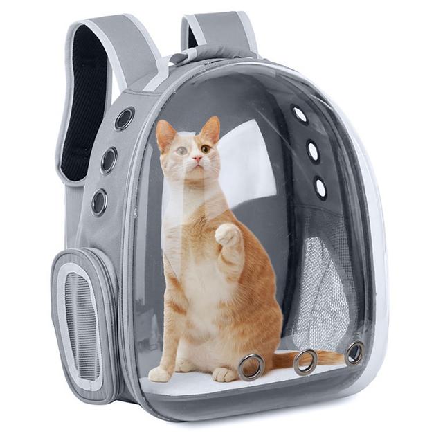 Neue Tragetasche für Haustiere und Katzen, atmungsaktiv, tragbar, für Reisen im Freien, transparente Tragetasche, Transporttasche für Haustiere, Raumkapseltasche black