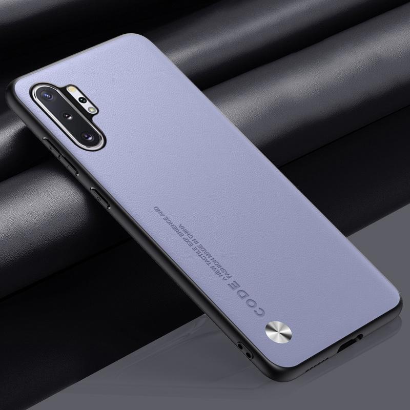 Luxus PU Ledertasche für Samsung Galaxy Note 10 Plus Rückseite Matte Silikonschutz Handyhülle für Samsung Note10 Plus For Note 10 Plus licht lila