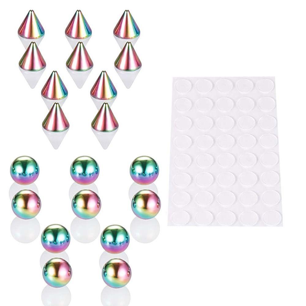 Mit Aufkleber Kein Piercing Männer Augenbrauen Ohrstecker Set Kein Piercing Schmuck Fake Lip Stud Kugel Nasenring 4mm bunt