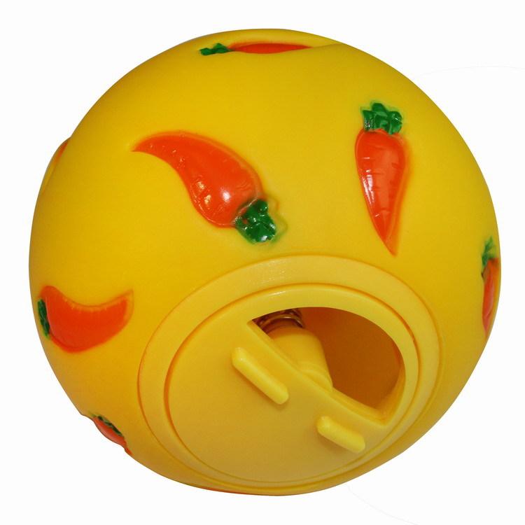 1 Stück Kaninchen-Leckerli-Ball, Haustier-Slow-Feeder, interaktives Häschen-Spielzeug, Snack-Spielzeug-Ball, bissfestes Fütterungsspielzeug, Frettchen, Kätzchen, Hamster-Spielzeug gelb
