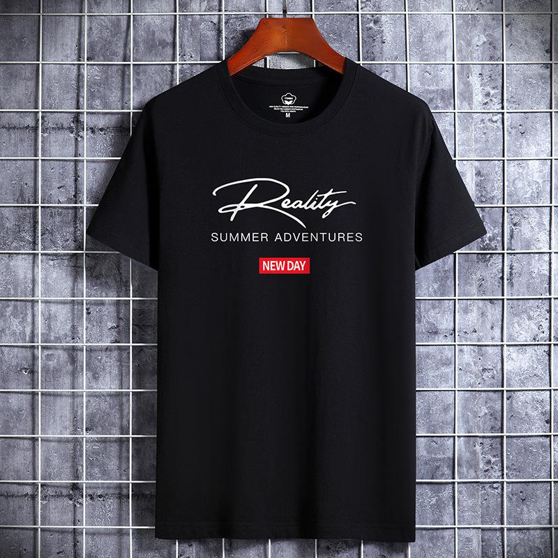 Herren Kurzarm T-Shirt Herrenmode Lockeres Halbarmhemd Bedrucktes Hemd 5XL schwarz