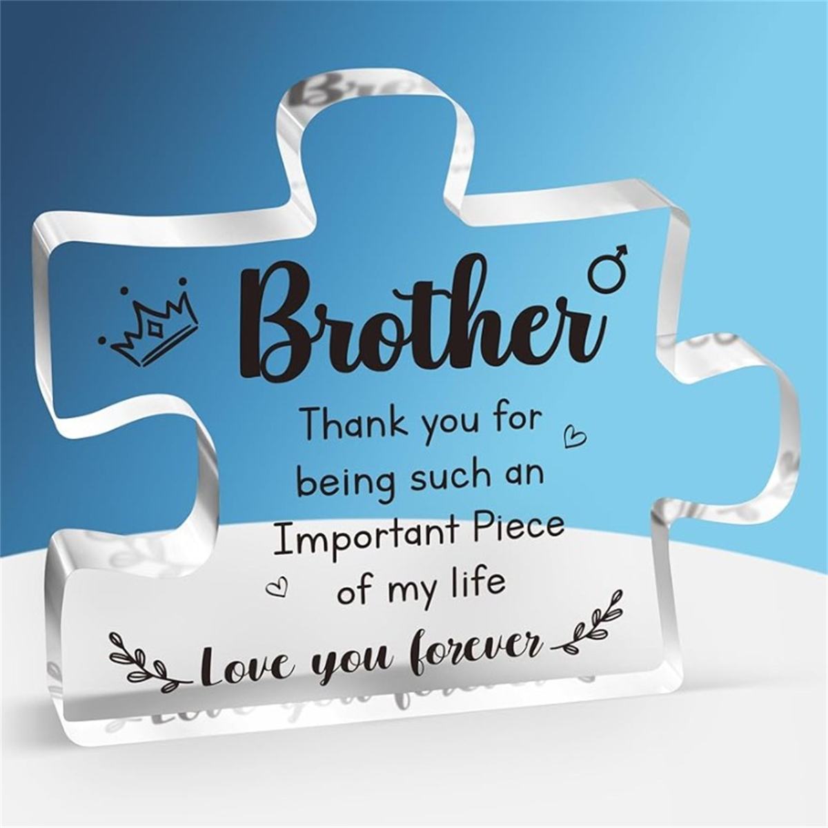 Acrylblock Puzzle Plaketten Dekorationen - Zarte Bruder Geschenke von Schwester - Thanksgiving Neujahr Geburtstagsgeschenke für Bruder blue