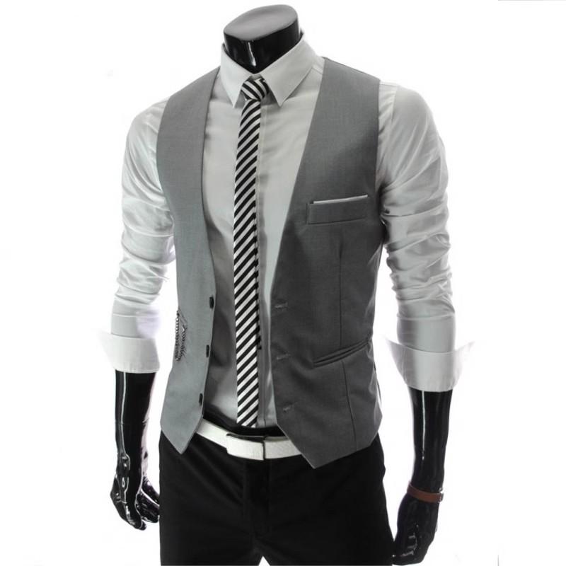 Westen für Herren Slim Fit Herren Anzugweste Herren Weste Gilet Homme Lässig Ärmellos Formell Business Jacke XXXXXL grau