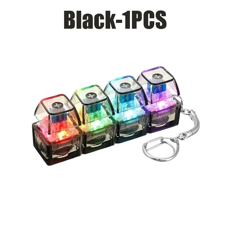 LED-Leuchtender Schlüsselanhänger Tastatur Klickbarer Knopf Fidget Spielzeug zur Stress- und Angstbewältigung Tragbares Schreibtischzubehör Bürodekoration Geschenk