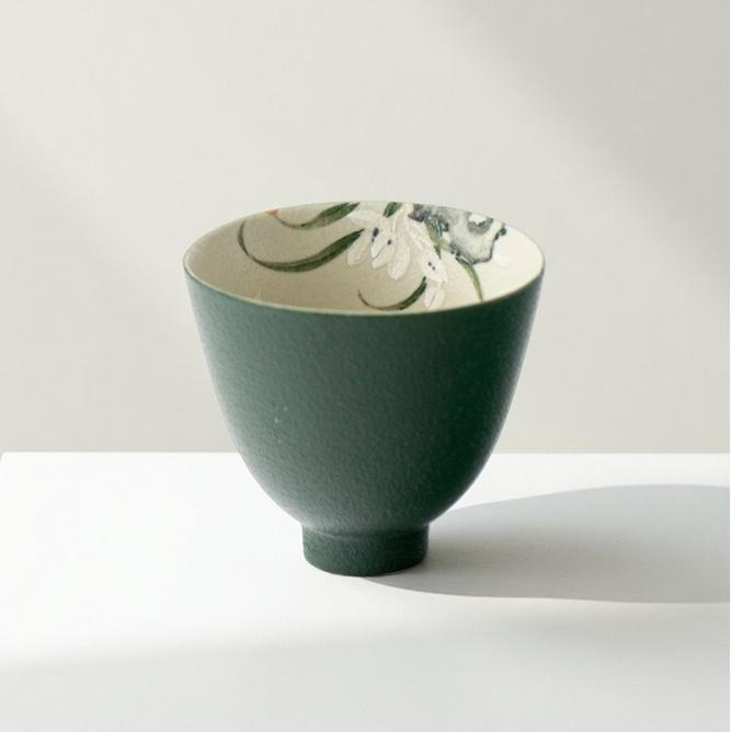 Antike handbemalte Orchideen-Keramik-Teetasse, Kung-Fu-Teeset, Haushaltsteetasse, einzelne Teetasse