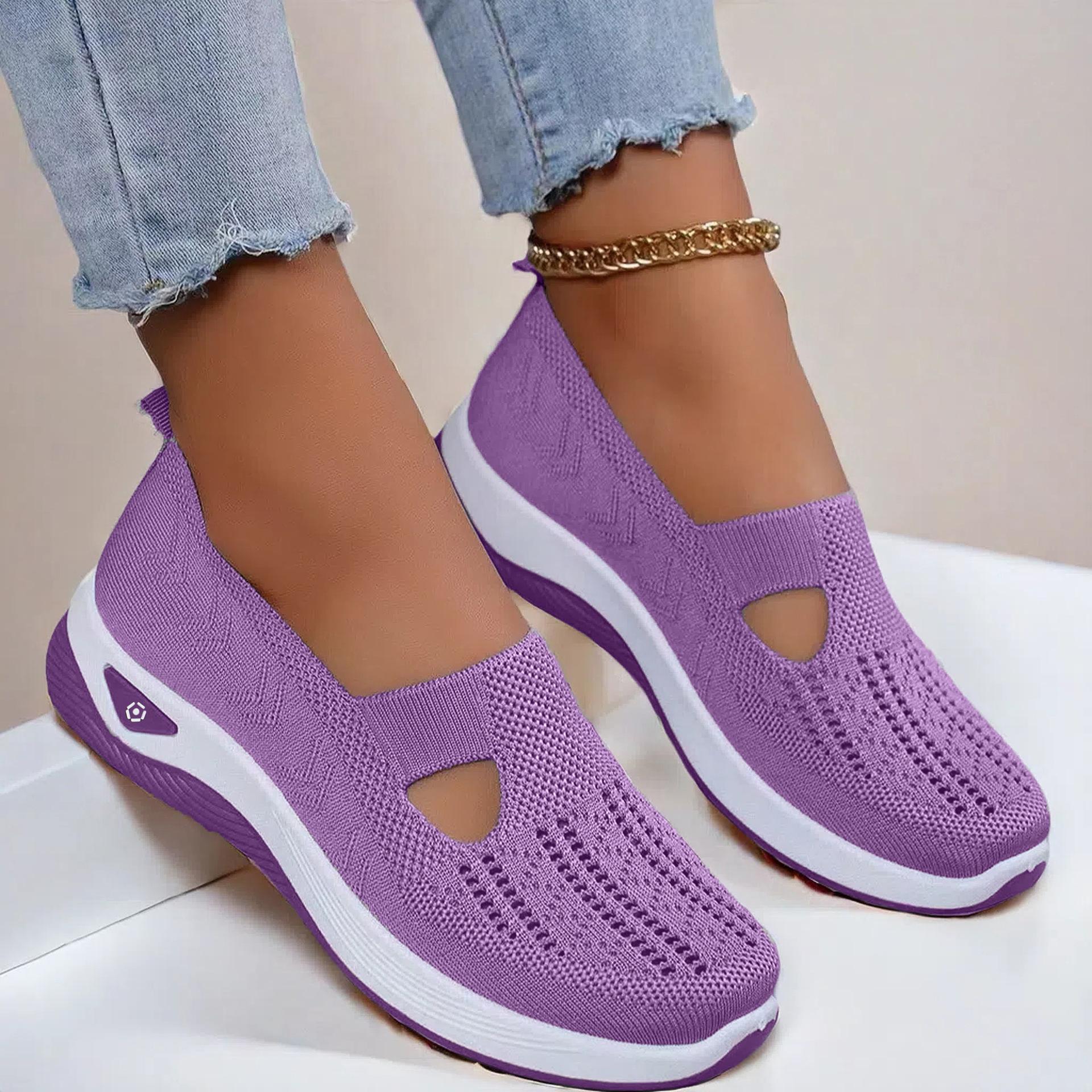 Damen Wanderschuhe Freizeitschuhe Bequeme Schuhe für ältere Mütter mittleren Alters Air Mesh Atmungsaktive Schuhe Joggingschuhe Wanderschuhe 39 violett