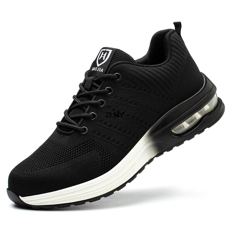 Sicherheitsschuhe für Damen und Herren, mit Stahlkappe, atmungsaktiv, Arbeitsschuhe, Sicherheitsstiefel mit Luftpolster, Anti-Smash- und Anti-Stich-Arbeitsschuhe für Herren 38