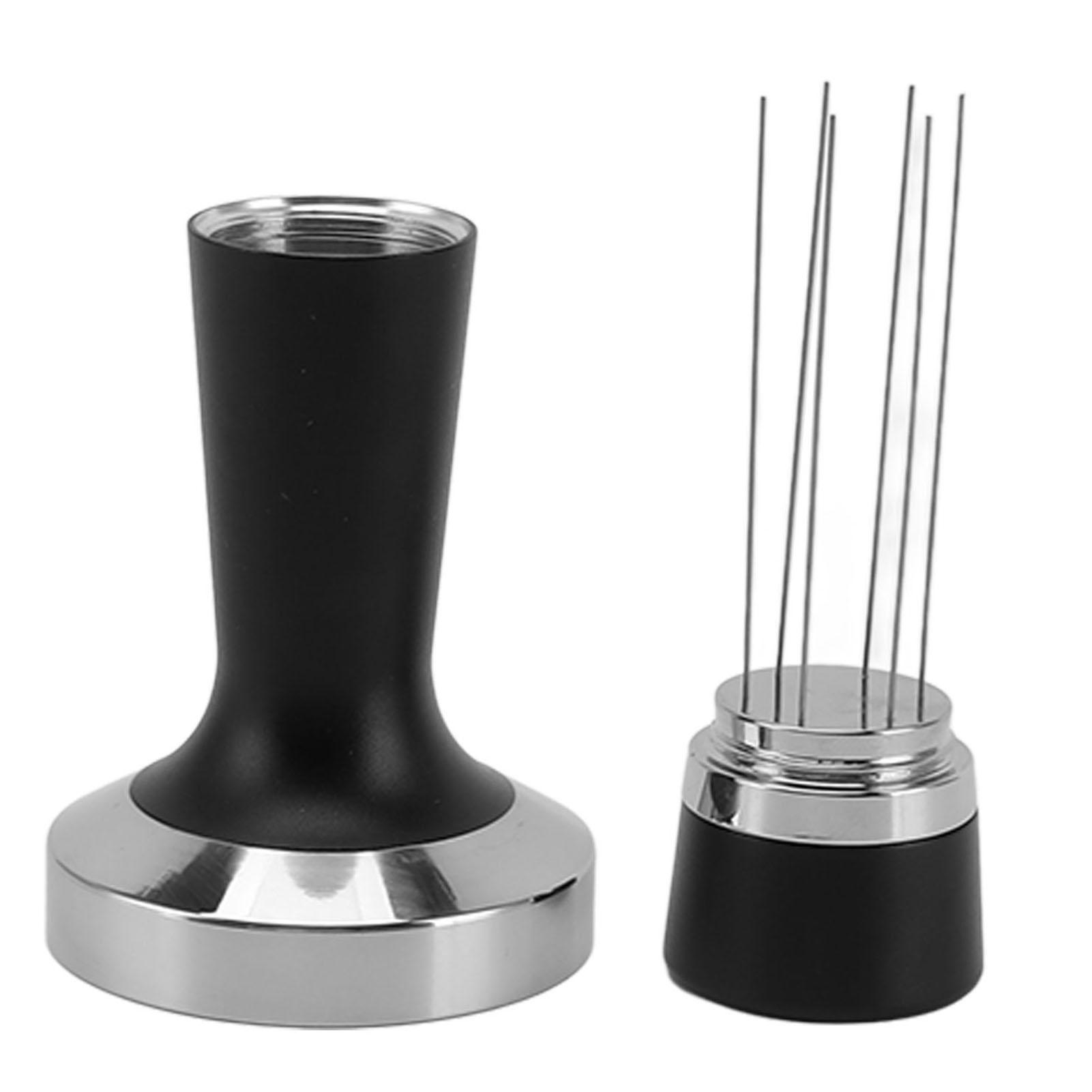 2 in 1 Kaffee Tamper Rührlöffel Set Flacher Boden Ergonomischer Griff Edelstahl Aluminiumlegierung Kaffee 51MM