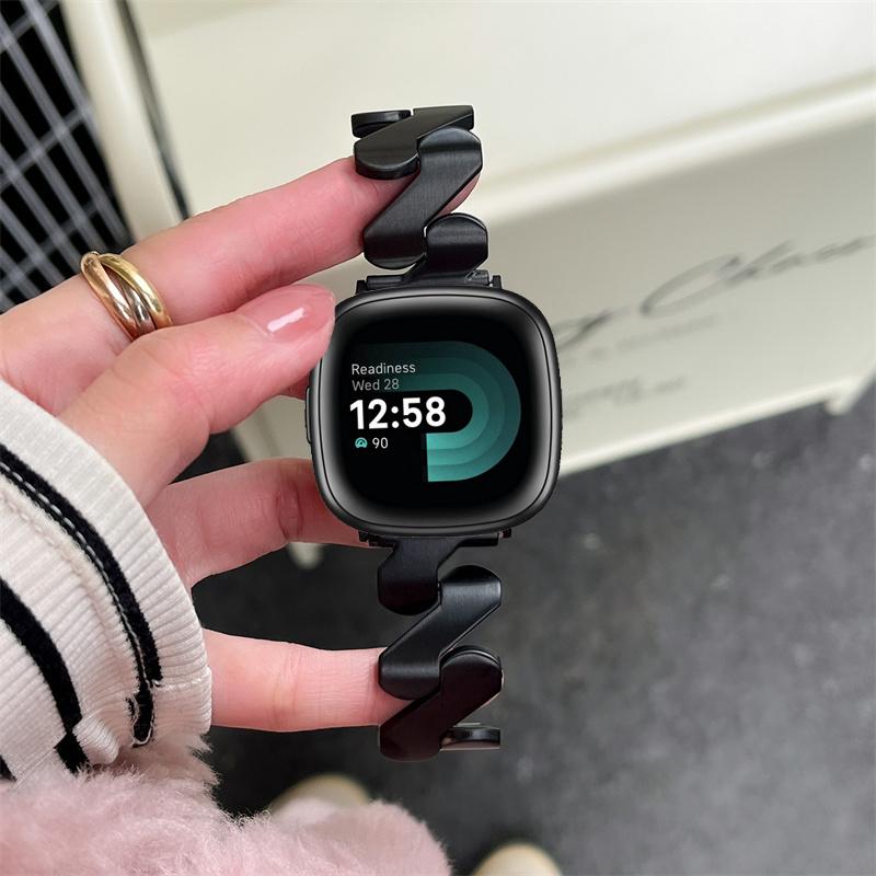 Edelstahlband für Fitbit Versa 4 3 Sense / Sense 2 Damenarmband Schlankes Armband für Fitbit Versa 2 1 Lite Zubehör Fitbit Versa 2 or Lite schwarz