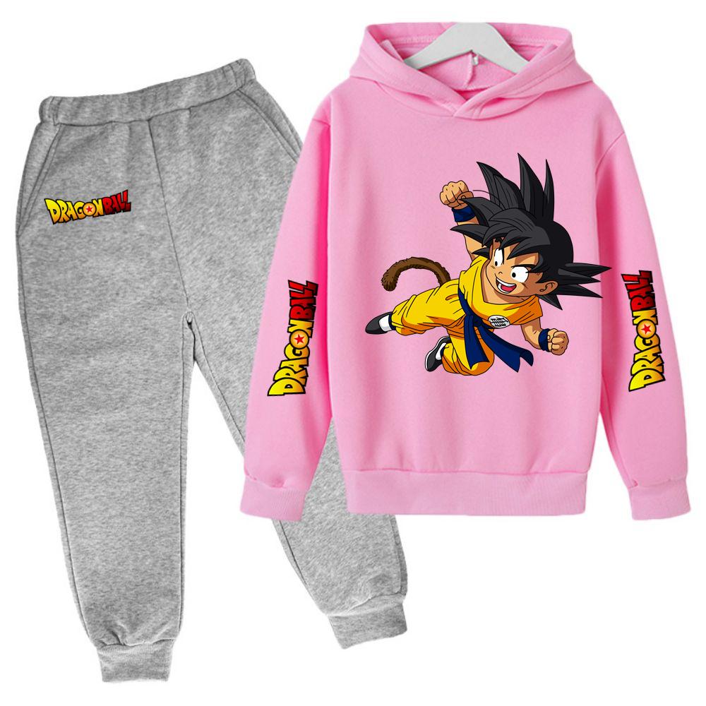2025 MINISO Neue Winter Dragon BallHoodies + Hosen Kinderkleidung Jungen Goku Sets für Kinder Größen 100-160 Street Suit Kawaii Fashion Tops Anime 110